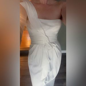 BCBG Maxazria white formal dress one shoulder